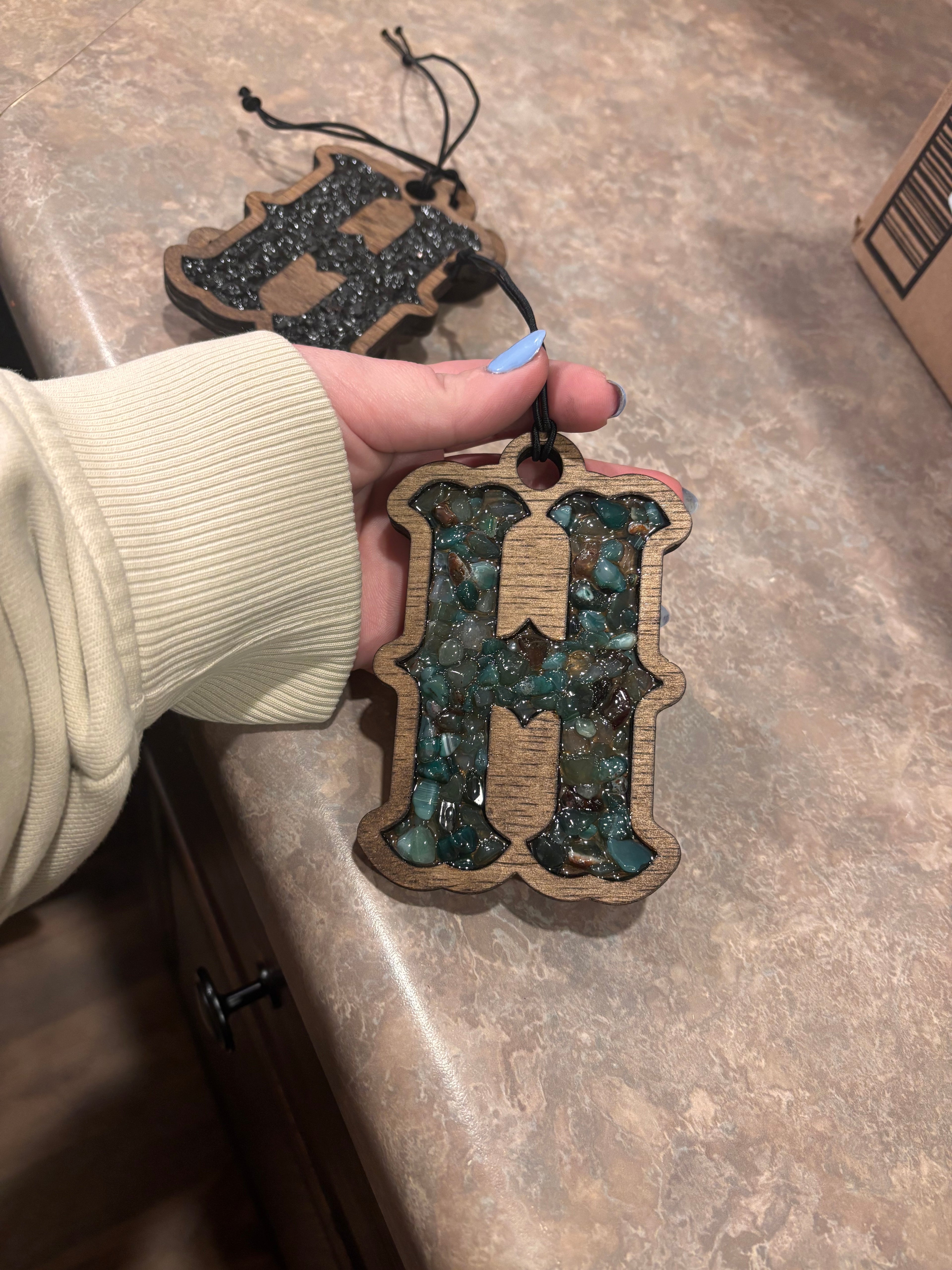 Stone Inlay Rear View Mirror Tag