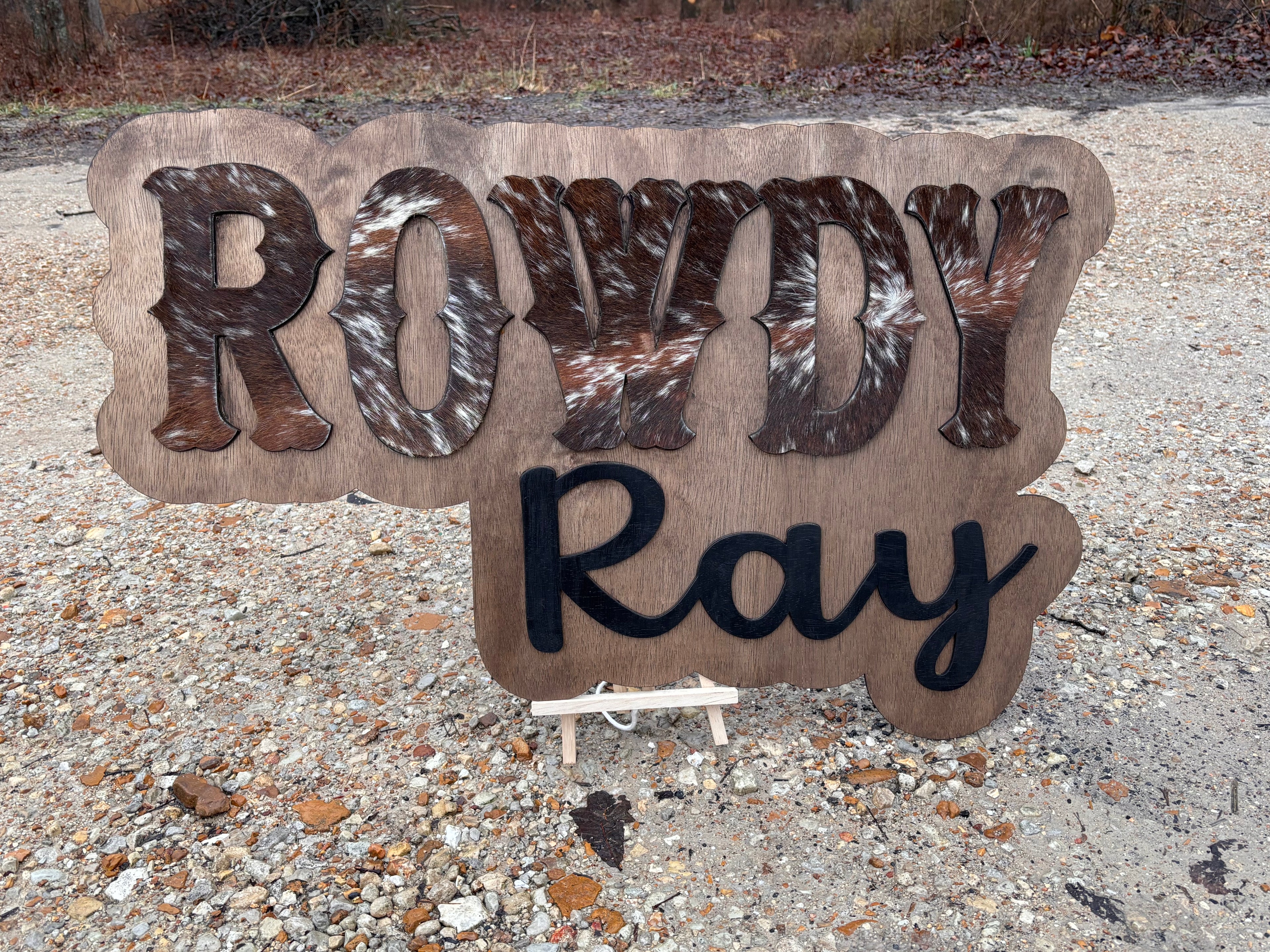 36” Cowhide Nursery Sign