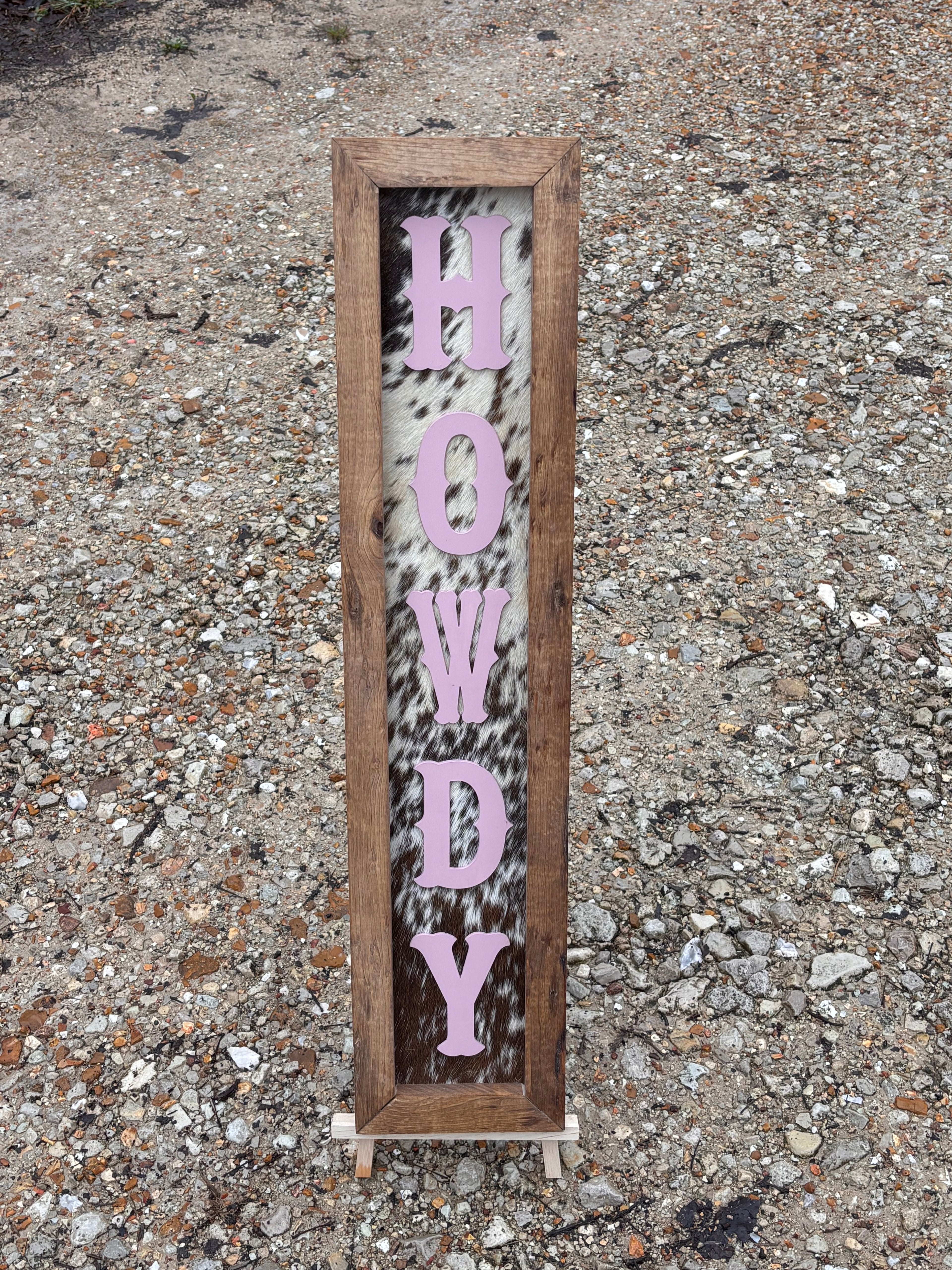Cowhide “HOWDY” Wall Sign