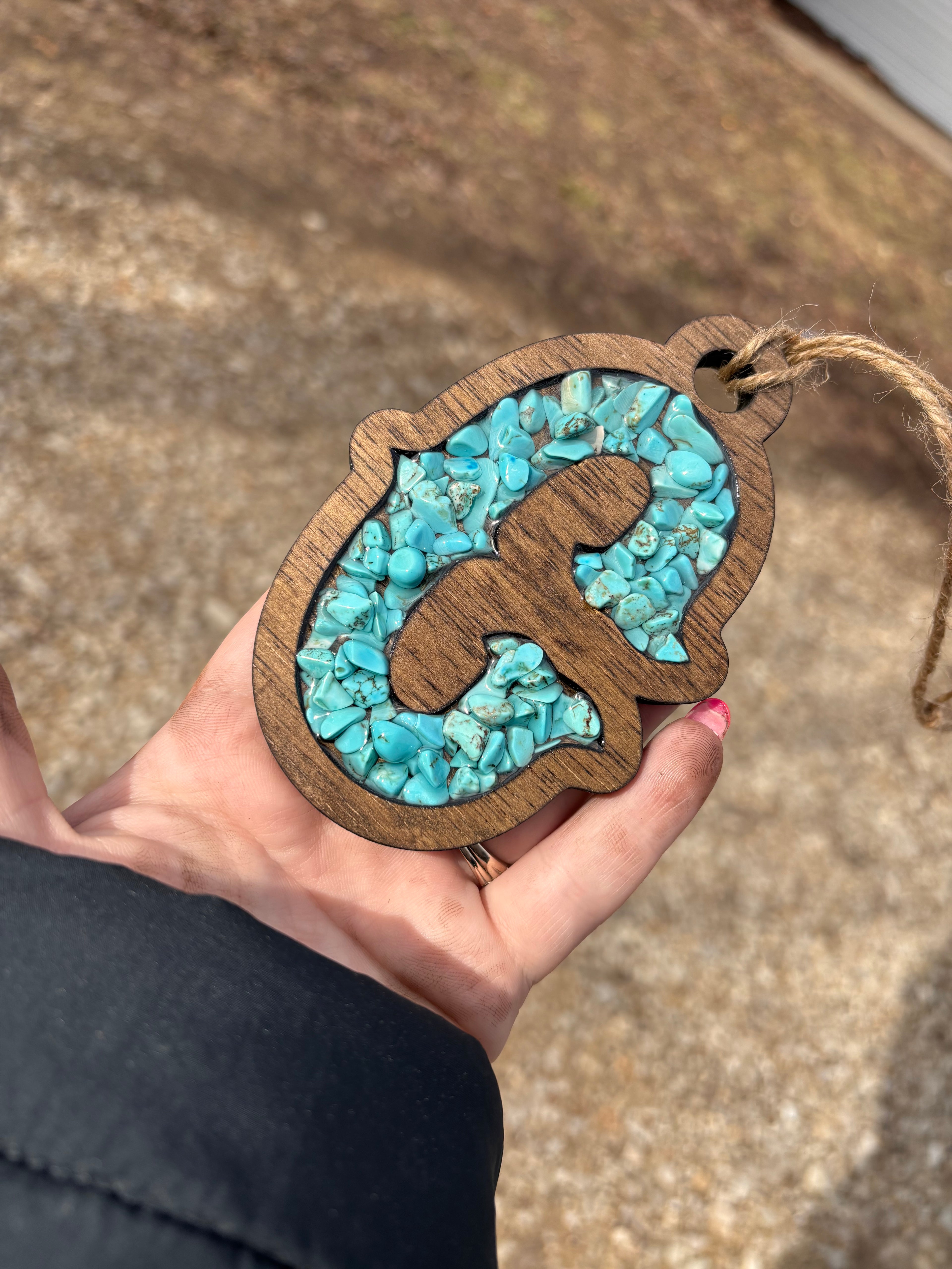 Stone Inlay Rear View Mirror Tag